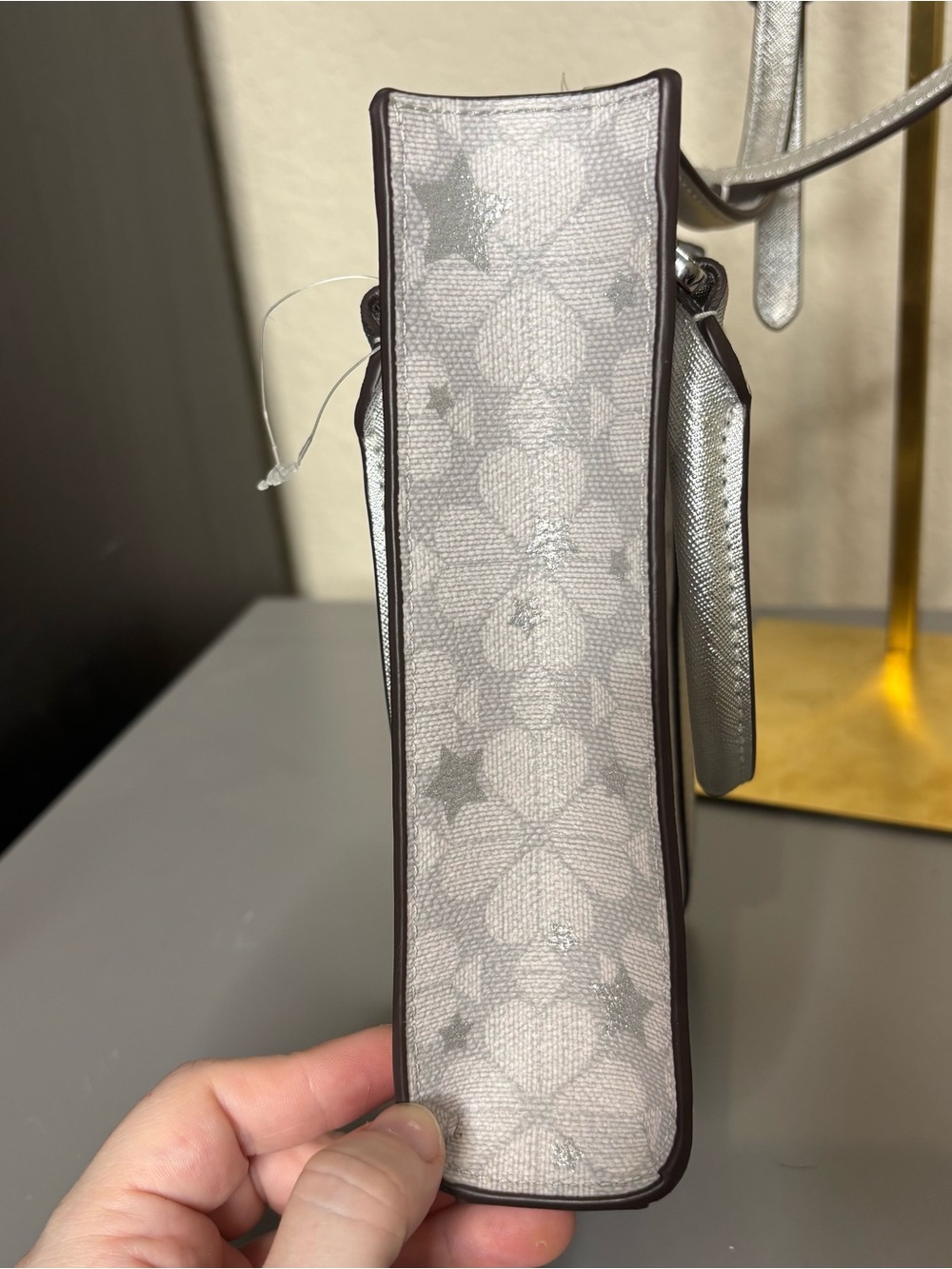 Kate Spade KJ957 Flower Star Toss Small Tote Crossbody In Platinum Grey NWOT - Picture 6 of 14